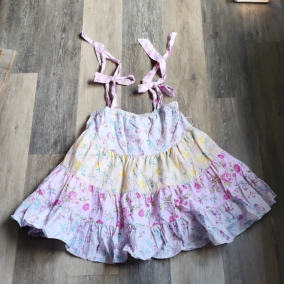 LoveshackFancy Target Dresses & Skirts - Floral Mini Dress with Pink and Yellow Accents